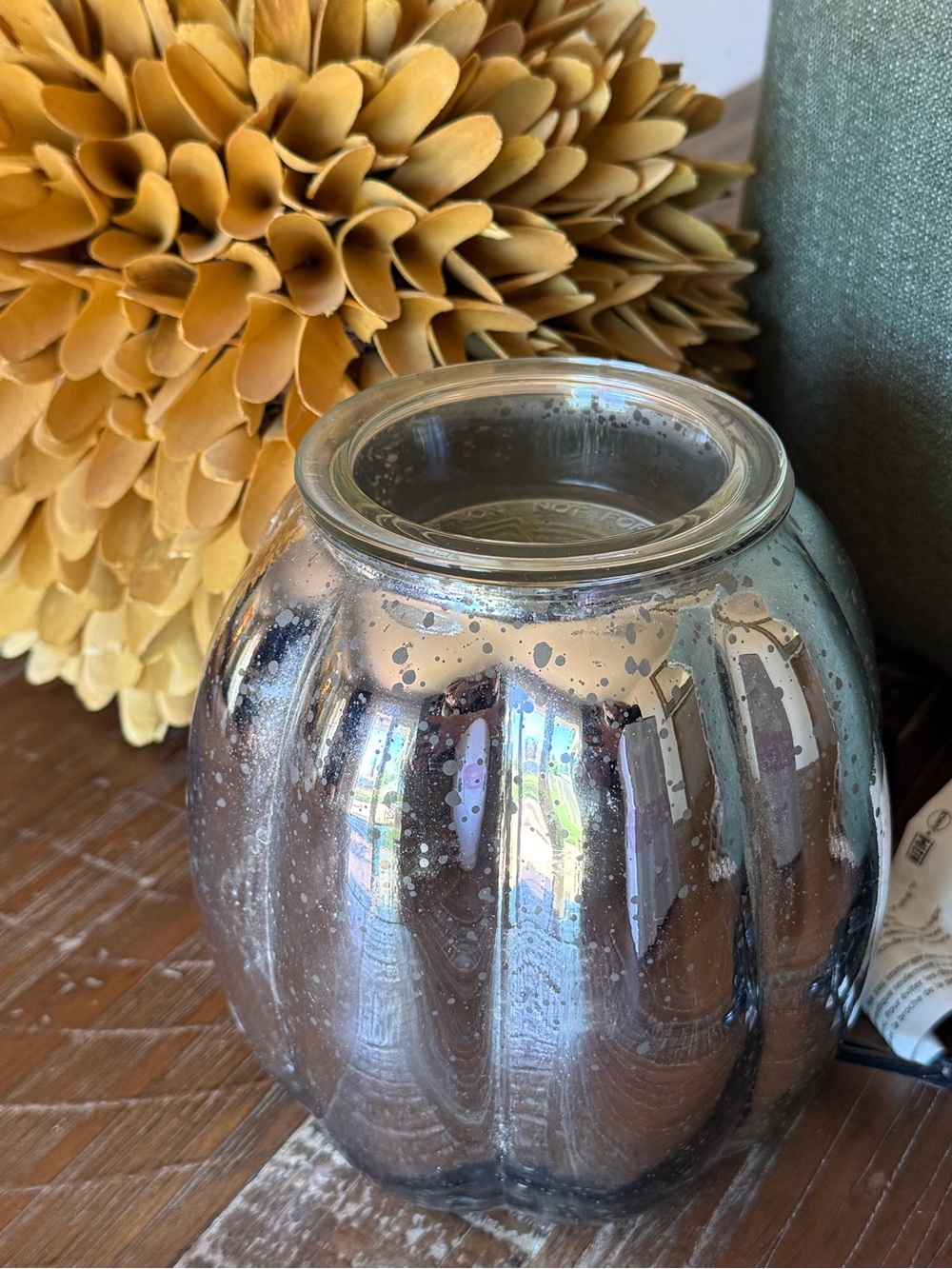 Scentsy Warmer, fall, pumpkin, mercury glass look.